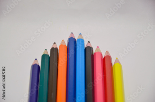color pencils on a white background