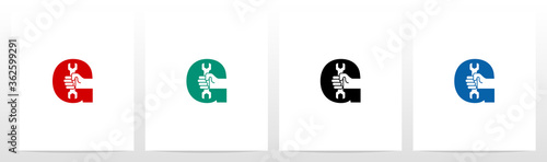 Hand Holding Wrench On Letter Logo Design G