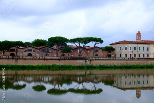 view of the river Arno in Pisa Italy