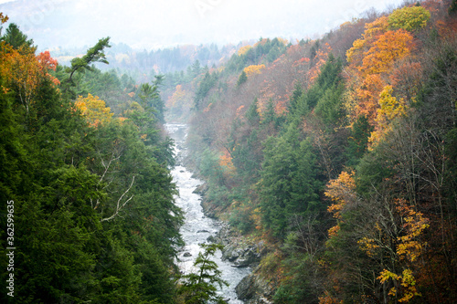 The Quechee Gorge is located in Quechee, Vermont along U.S. Route 4. The gorge is 165 feet deep and is the deepest gorge in Vermont.