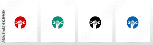 Hand Holding Wrench On Letter Logo Design O