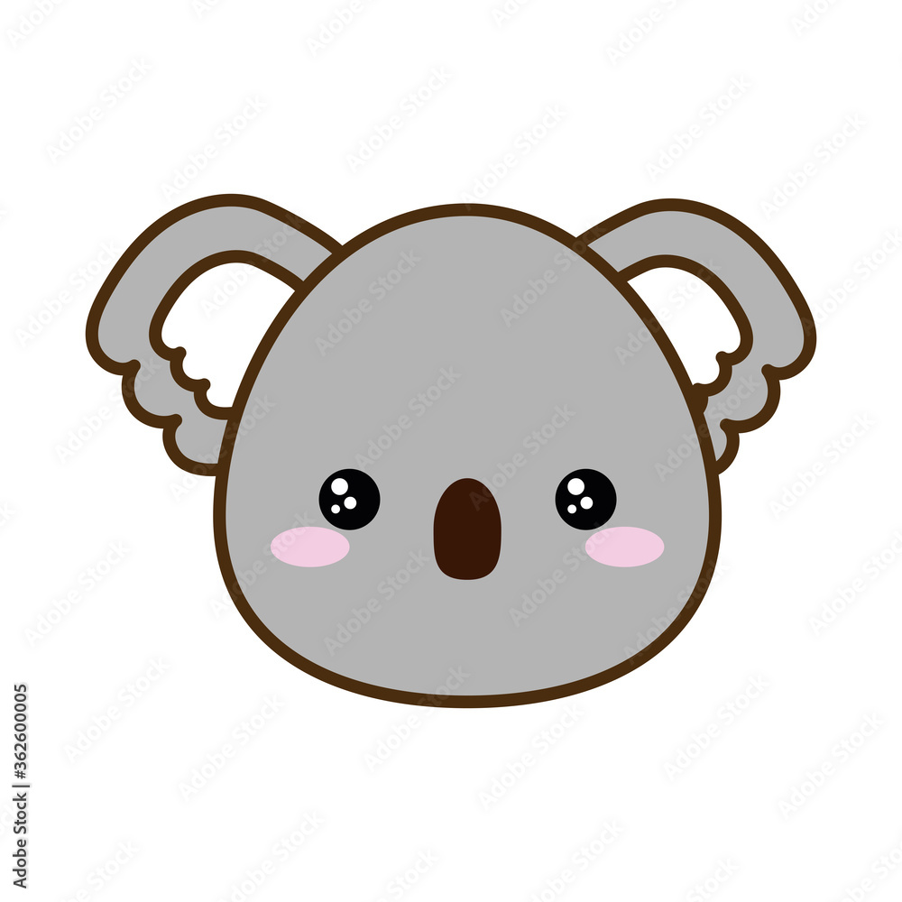 Cute koala cartoon line and fill style icon design, Kawaii animal zoo life nature and character theme Vector illustration Cute koala cartoon line and fill style icon design, Kawaii animal zoo life nature and character theme Vector illustration