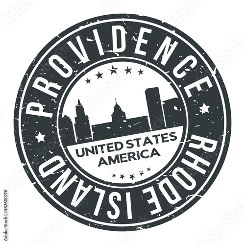 Providence Rhode Island USA Round Stamp Icon Skyline City. 