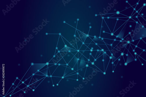 Network abstract connection isolated on blue background. Network technology background with dots and lines for backdrop and ai design.Modern abstract concept. Vector illustration of network technology