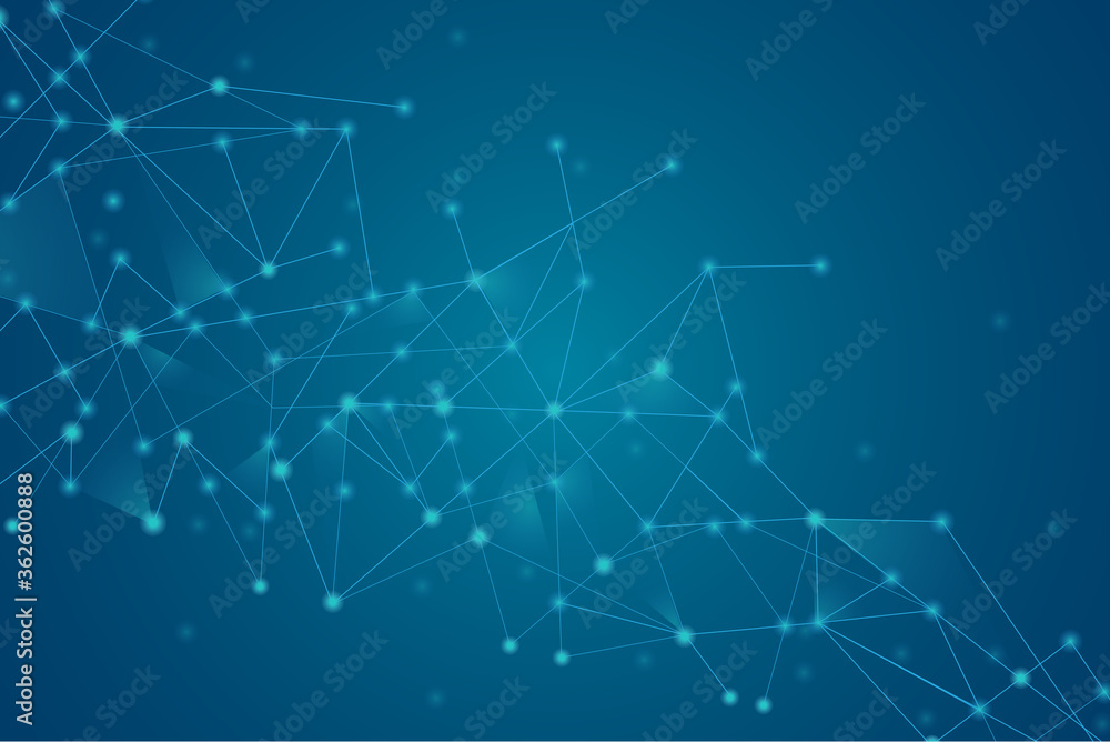 Network abstract connection isolated on blue background. Network technology background with dots and lines for backdrop and ai design.Modern abstract concept. Vector illustration of network technology