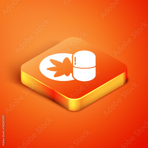 Isometric Herbal ecstasy tablets icon isolated on orange background. Vector Illustration.