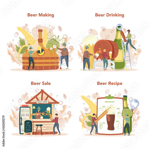 Brewery concept. Craft beer production, brewing process. draught beer