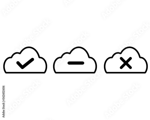 Cloud sync  status check icon. Backup and restore data cloud storage sign for mobile concept and web design, cloud upload and download status