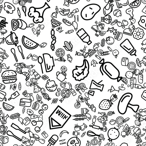 On a white background, black and white vector icons on the theme of food and drinks