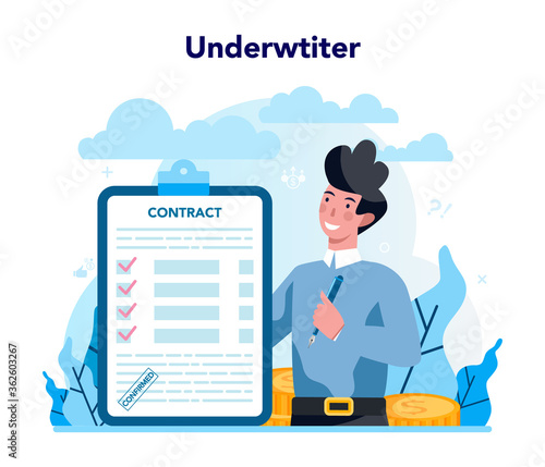 Underwriter concept. Business insurance, financial payment in case