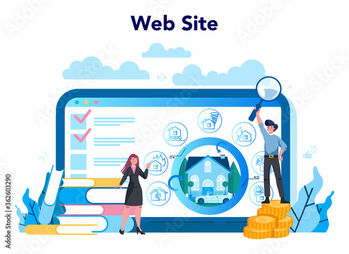 Underwriter online service or platform. Business insurance, financial
