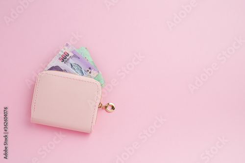 Wallet with Thai currency b...