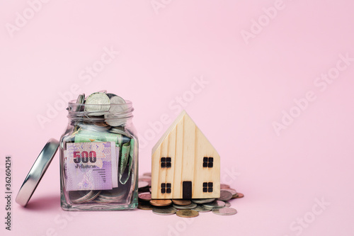 Wooden house model with Tha...