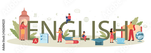 English class typographic header concept. Study foreign languages