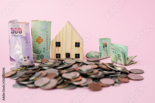Wooden house model with Tha...