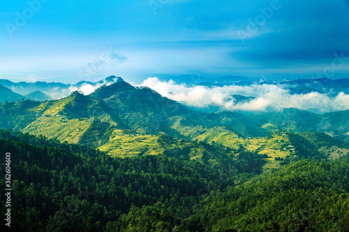 Beautiful view of green himalaya range, near Chaukori, Uttarakhand, India. photo