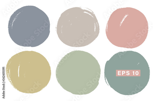 Vector set of hand painted circles for backdrops. Pastel colors artistic hand drawn backgrounds. Hand drawn stains round shape set.