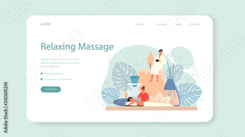 Massage and masseur web banner or landing page. Spa procedure