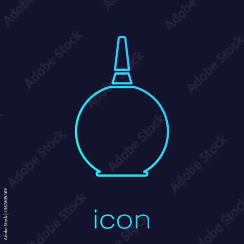 Turquoise line Enema icon isolated on blue background. Enema with a plastic tip. Medical pear. Vector Illustration.