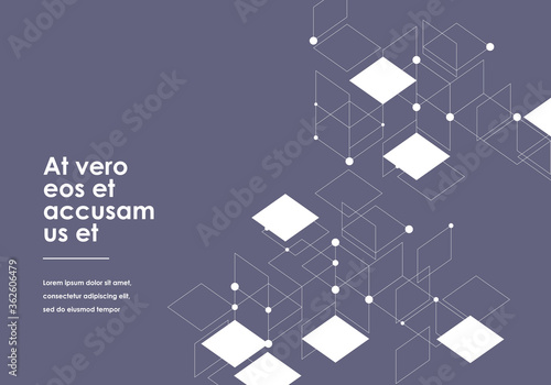 vector connection with dots lines with white squares gray background