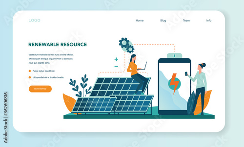 Alternative energy web banner or landing page. Idea of ecology
