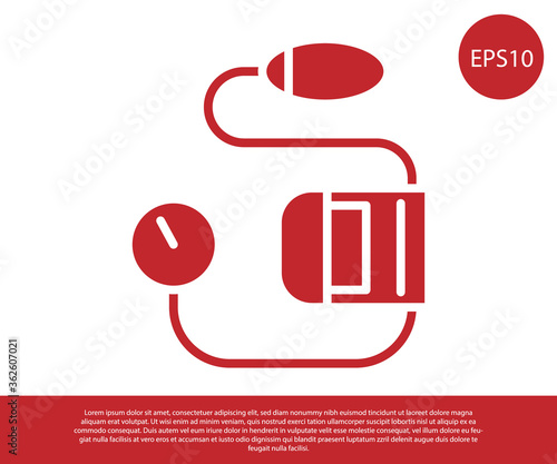 Red Blood pressure icon isolated on white background. Vector Illustration.