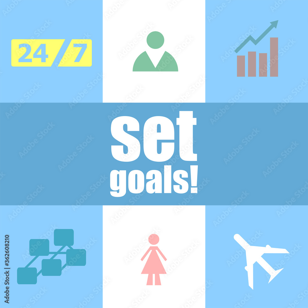 business concept. words set goals . Infographic dashboard ui interface template business concept. words set goals . Infographic dashboard ui interface template