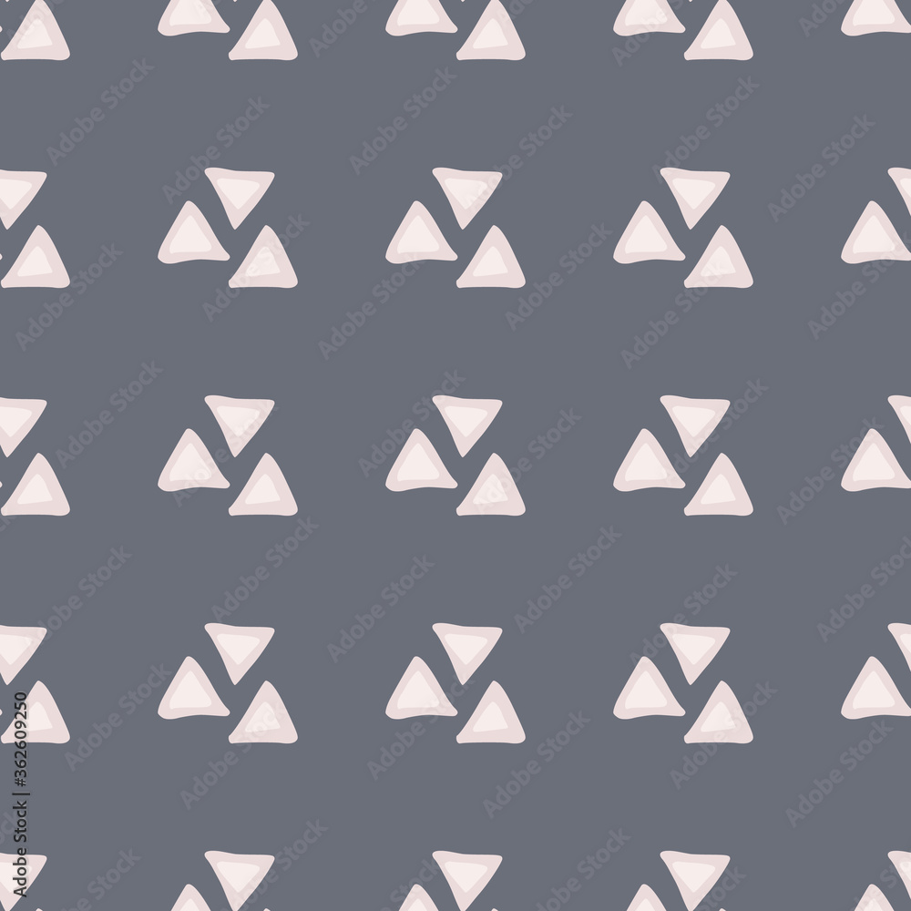 Geometric seamless pattern with light pink triangles. Dark blue background. Geometric seamless pattern with light pink triangles. Dark blue background.