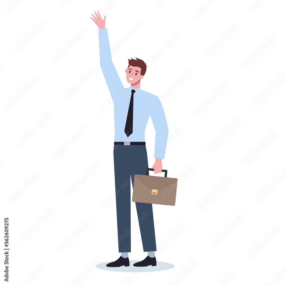Business people in official clothes with their hand up. Worker Business people in official clothes with their hand up. Worker