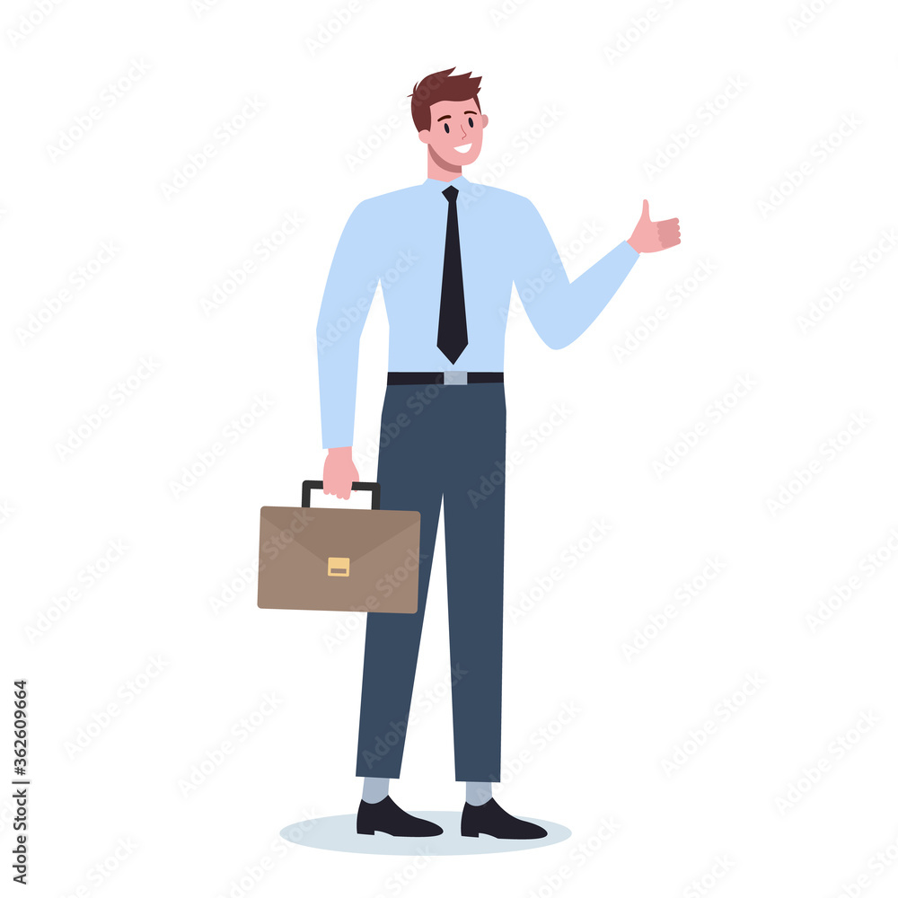 Business character showing a sign of OK. Male employee with Business character showing a sign of OK. Male employee with