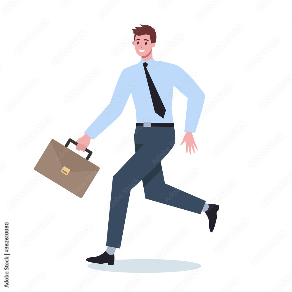 Business character with briefcase running. Business man Business character with briefcase running. Business man