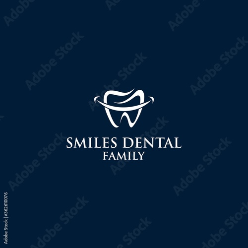 A dental vector illustration of a smiling tooth logo template