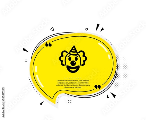 Clown icon. Quote speech bubble. Amusement park funnyman sign. Quotation marks. Classic clown icon. Vector