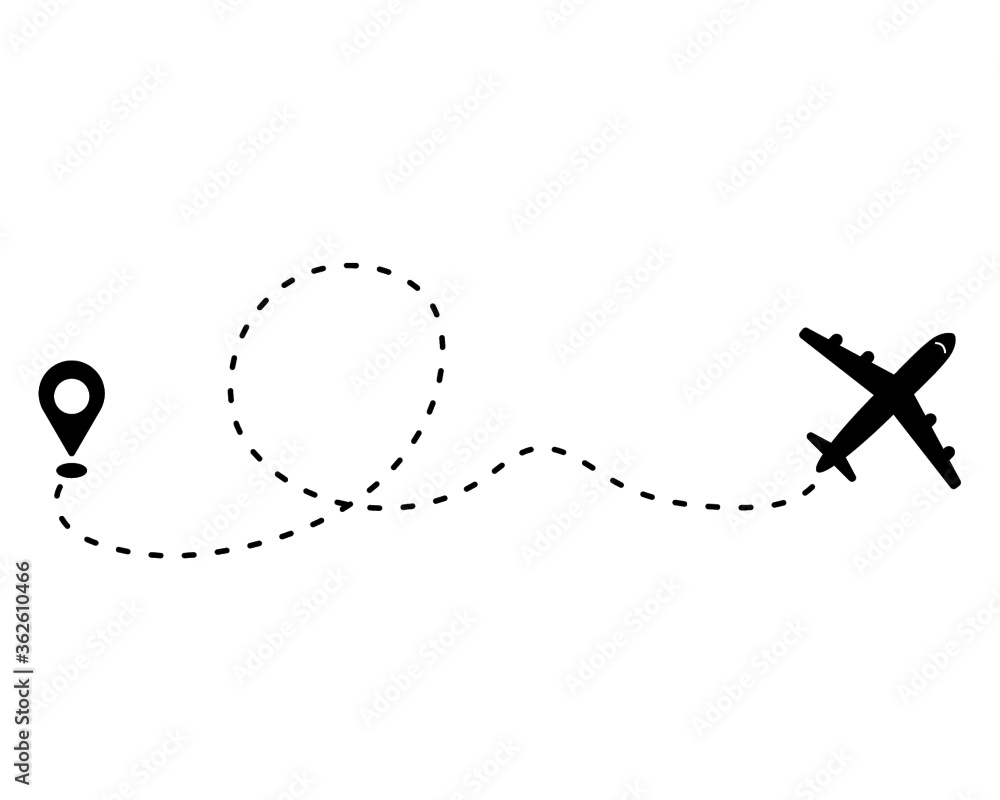 airplane vector icon with location / track icon - simple flat design in airport sign style - airplane, aircraft, aeroplane vector illustration airplane vector icon with location / track icon - simple flat design in airport sign style - airplane, aircraft, aeroplane vector illustration