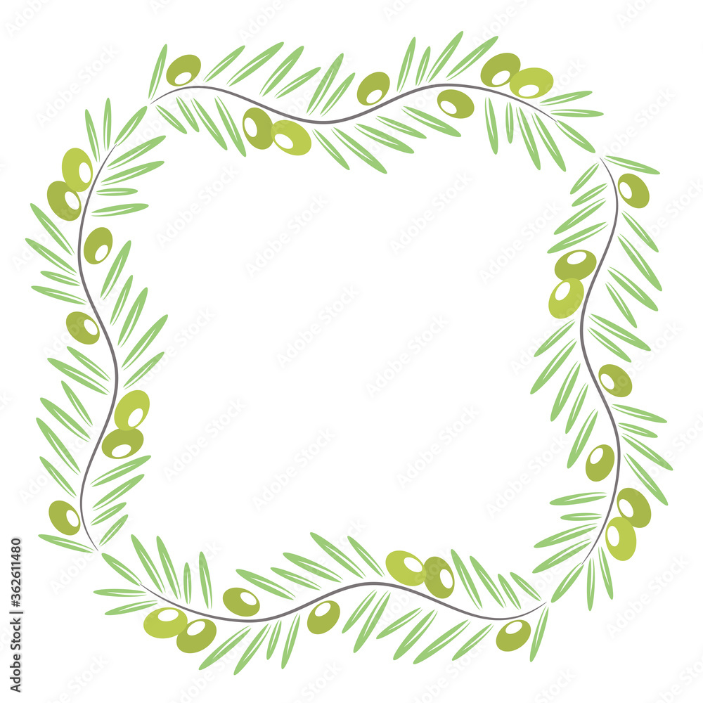 Round circle border with olive branch for design card on white, stock vector illustration Round circle border with olive branch for design card on white, stock vector illustration