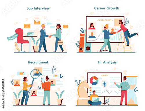 Human resources manager concept set. Idea of recruitment and job