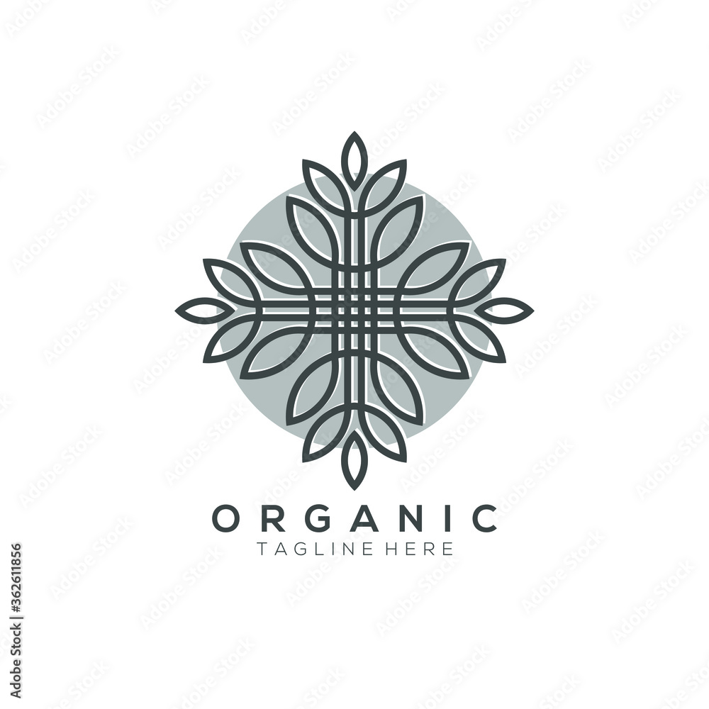 silhouette leaf plant vector logo with dark grey background