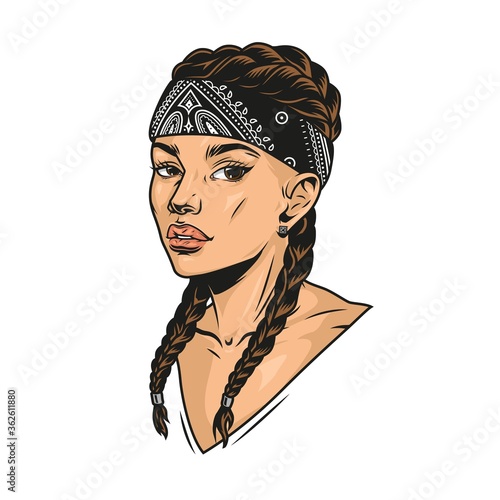 Attractive latino girl with pigtails