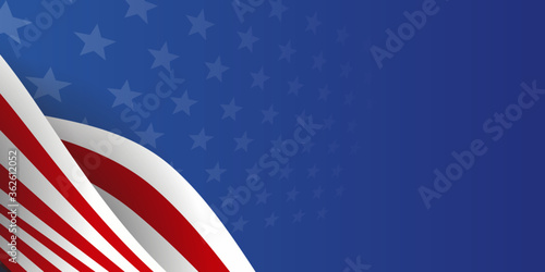 Background with USA painted flag. America Background. National flag of America with fabric wave dark background. Vector illustration.