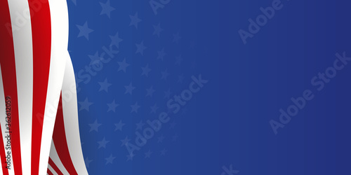 Background with USA painted flag. America Background. National flag of America with fabric wave dark background. Vector illustration.