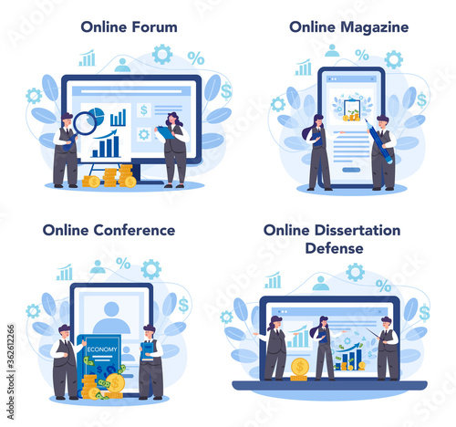 Economist online service or platform set. Professional scientist
