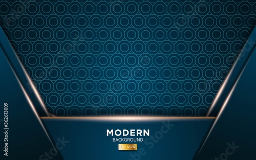 luxury green premium abstract vector background banner, with golden light lines in geometry texture pattern, elegant decoration.