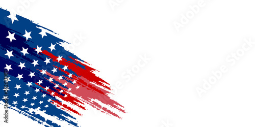 Creative Fourth of July American independence day background with USA flag-waving, firework burst & stars. Use for sale banner, discount banner, Advertisement banner, postcard, etc.