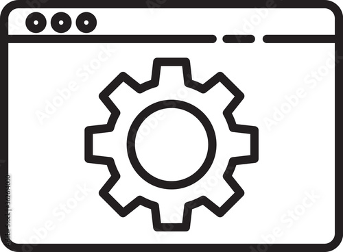 Black line Browser setting icon isolated on white background. Adjusting, service, maintenance, repair, fixing. Vector Illustration.