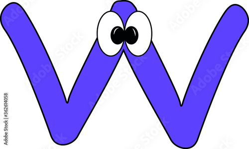 Obraz na płótnie Funny children's colorful bright alphabet. The Letter W. Funny round surprised eyes. A friendly image. Joking friends of the letter. w salonie