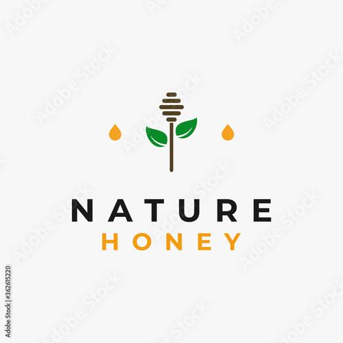 creative and simple badge emblem honeycomb with leaf logo design inspiration