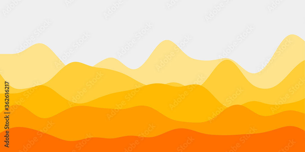 Abstract amber hills background. Colorful waves astonishing vector illustration.
