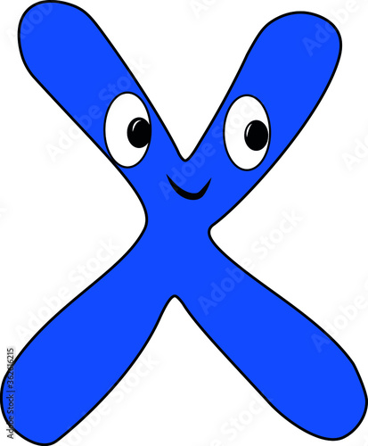 Obraz na płótnie Funny children's colorful bright alphabet. The Letter X. Funny round surprised eyes. A friendly image. Joking friends of the letter. w salonie
