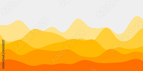 Abstract amber hills background. Colorful waves astonishing vector illustration.