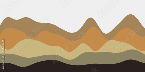 Abstract black green brown hills background. Colorful waves charming vector illustration.